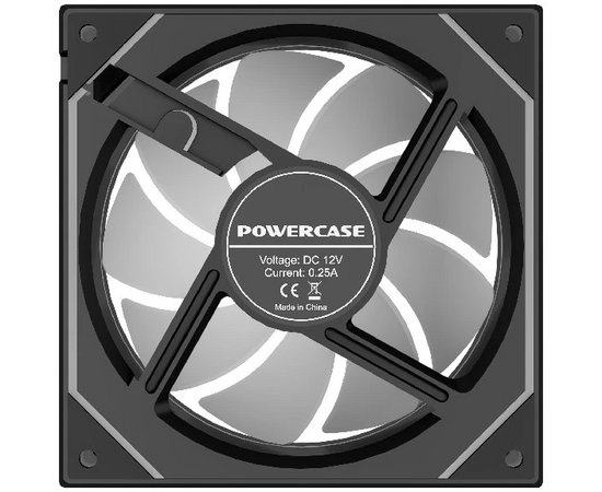 Вентилятор Powercase (M52-12 ARGB) Black 120x120x25мм (PWM, 4pin PWM (M+F)+ 3pin ARGB (M+F), 600-1800 об/мин) Bulk 