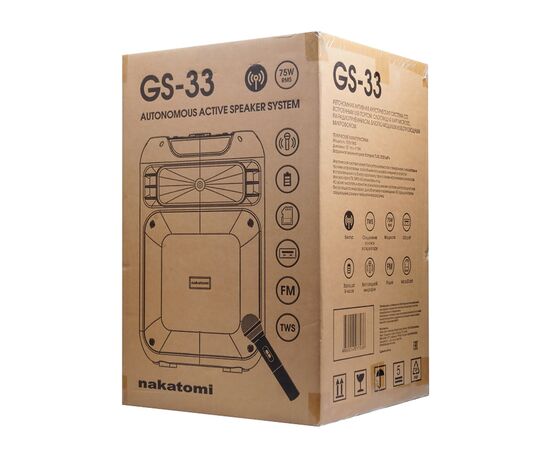  Портативная акустика напольная Nakatomi GS-33, микрофон BT (black) (227711) 