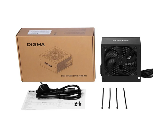  Блок питания Digma DPSU-750W-WH 80 Plus White ATX 750W (20+4pin) APFC 120mm fan 6xSATA RTL 