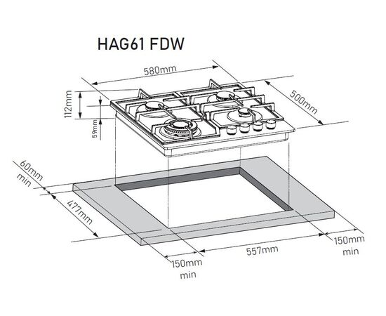  Варочная поверхность Zorg HAG61 FDW WH 