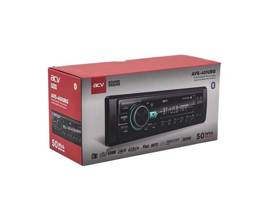  Автомагнитола ACV AVS-401UBG (1din/База 36мм/зеленая/Bluetooth/USB/TYPE-C/AUX/SD/FM/4*50) 