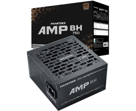  Блок питания PHANTEKS AMP BH 750W (PH-P750B_BK01) (80 Plus Bronze, ATX 3.1, APFC, 120mm Fan, Black) 