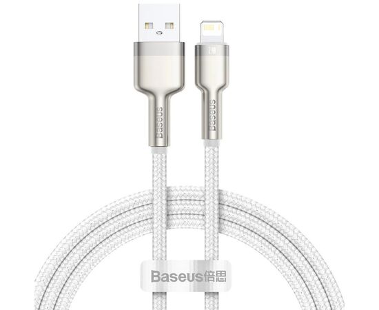  Кабель USB - Lightning Baseus Cafule Series Metal Data Cable 2.4A 2m, нейлон , CALJK-B02 (White) 