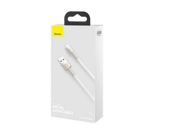  Кабель USB - Lightning Baseus Cafule Series Metal Data Cable 2.4A 2m, нейлон , CALJK-B02 (White) 