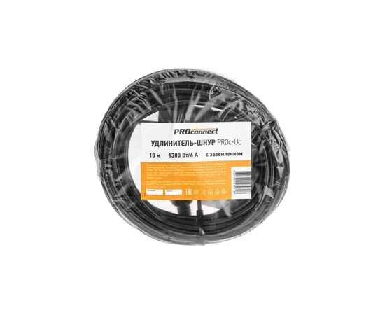  Удлинитель силовой PROconnect PROc-Uc 13-4909 2x0.75кв.мм 1розет. 10м ПВС 6A без катушки черный 