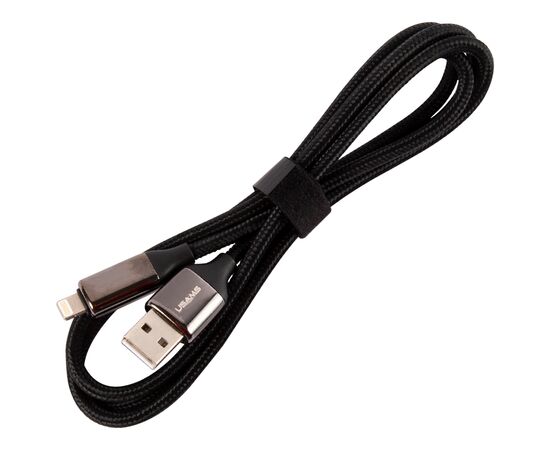  Дата-Кабель USAMS US-SJ543 U78 USB - Lightning, 2,4A (1,2 м), LED дисплей, нейлоновая оплетка, черный (SJ543USB01) 