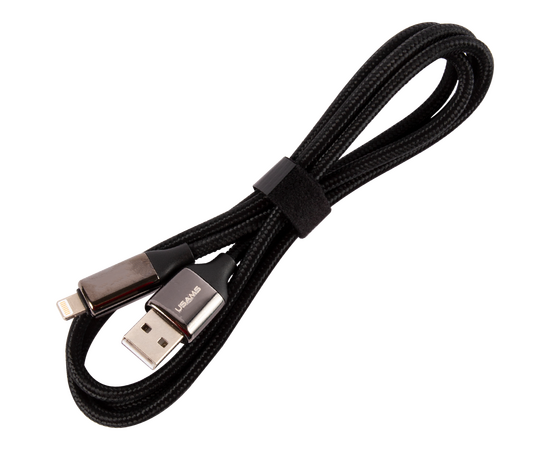  Дата-Кабель USAMS US-SJ543 U78 USB - Lightning, 2,4A (1,2 м), LED дисплей, нейлоновая оплетка, черный (SJ543USB01) 