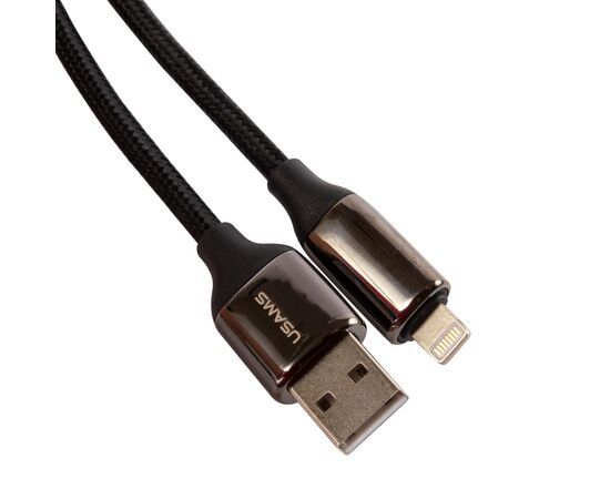  Дата-Кабель USAMS US-SJ543 U78 USB - Lightning, 2,4A (1,2 м), LED дисплей, нейлоновая оплетка, черный (SJ543USB01) 