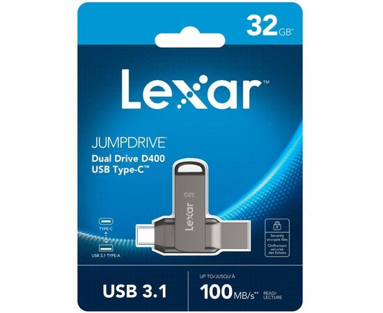 USB-флешка Lexar 2-in-1 (LJDD400032G-BNQNG) 32GB USB 3.1 USB C, OTG, USB 3.1/Type-C, металл/пластик, 100 MB/s 