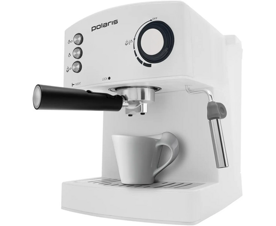  Кофеварка рожковая Polaris PCM 1527E Adore Crema белый/черный 