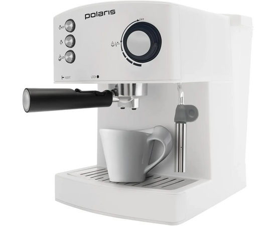  Кофеварка рожковая Polaris PCM 1527E Adore Crema белый/черный 