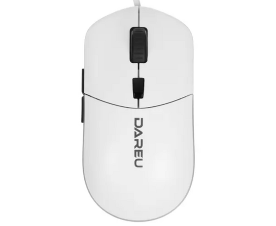  Мышь проводная Dareu LM121 White (белый), DPI 800/1600/2400/6400, тихий щелчок, подсветка RGB, размер 116x35x60мм, 1,8м 