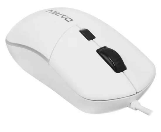  Мышь проводная Dareu LM121 White (белый), DPI 800/1600/2400/6400, тихий щелчок, подсветка RGB, размер 116x35x60мм, 1,8м 