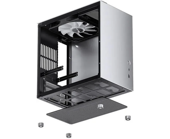  Корпус Jonsbo T8 Plus Silver без БП, боковые панели из закаленного стекла, mini-ITX, серебристый 