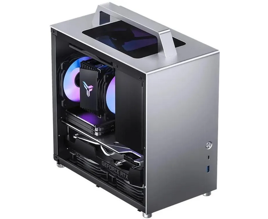  Корпус Jonsbo T8 Plus Silver без БП, боковые панели из закаленного стекла, mini-ITX, серебристый 
