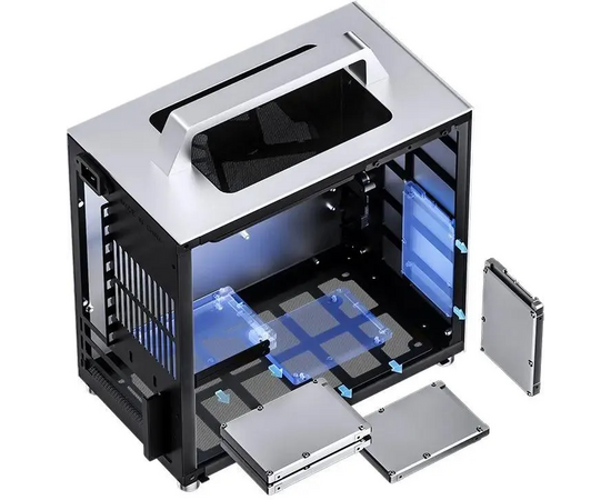  Корпус Jonsbo T8 Plus Silver без БП, боковые панели из закаленного стекла, mini-ITX, серебристый 