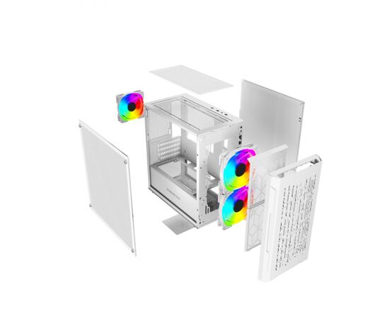  Корпус Powercase Mistral Micro D3W ARGB (CMMDW-A3), Tempered Glass, 2x 140mm ARGB PWM+1x 120mm ARGB PWM, белый, mATX 