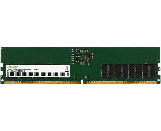  ОЗУ Digma DGMAD55200016S DDR5 16GB 5200MHz RTL PC5-41600 CL42 DIMM 288-pin 1.1В single rank Ret 